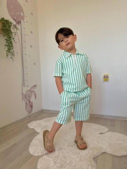 Erkek Çocuk Yeşil Çizgili...