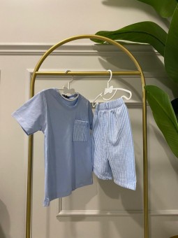 Mavi Cep Detaylı Erkek...