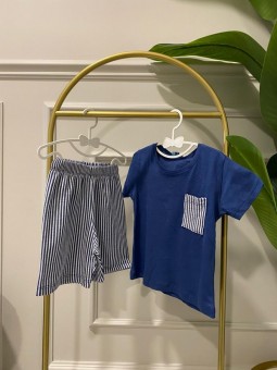 Mavi Cep Detaylı Erkek...