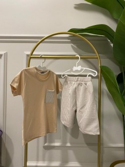 Krem Cep Detaylı Erkek...