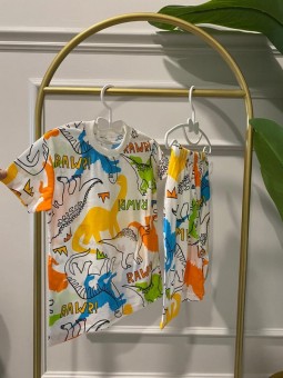 Renkli Dinozor Desenli Kısa...